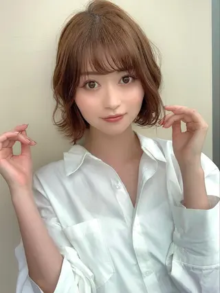 ショート カラー ヘアアレンジ 日本一の小顔カット/ ボブ/顔周り/韓国のヘアスタイル
