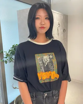 ミディアム カラー デザインパーマ/ 艶カラー/ボブのヘアスタイル