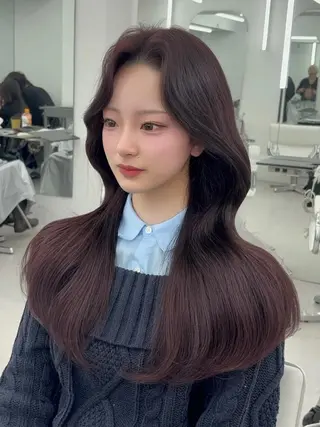 ロング カラー 韓国ヘア/レイヤー/ 顔まわり足立遥奈のヘアスタイル
