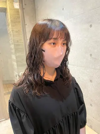 ミディアム パーマ 【arc】Ruri コテ巻き風パーマのヘアスタイル