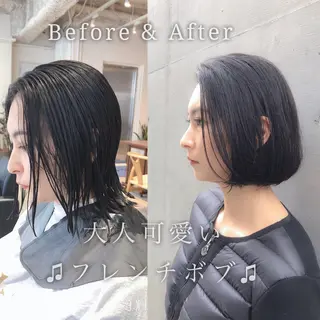 ショート カラー 顔周りレイヤー/ボブ 銀座✨中野まさひろのヘアスタイル