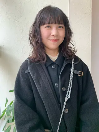 ミディアム カラー パーマ 庄司 朱里のヘアスタイル