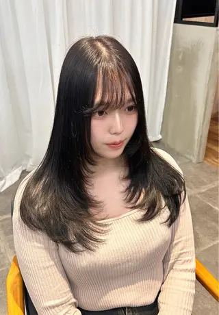 セミロング カラー 韓国×髪質改善カラー 💎hinaのヘアスタイル