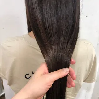 ロング カラー ブリーチなしで透け感 暖色カラーボブaoiのヘアスタイル