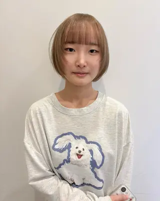 ショート 韓国ボブ/顔周り/べ ージュ/織田百華🎀のヘアスタイル