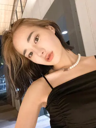 ミディアム カラー 前髪&顔周りカット/ 韓国レイヤー/シバタのヘアスタイル