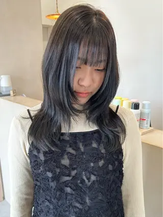 ロング カラー レイヤー/韓国ヘア 杉浦結梨のヘアスタイル