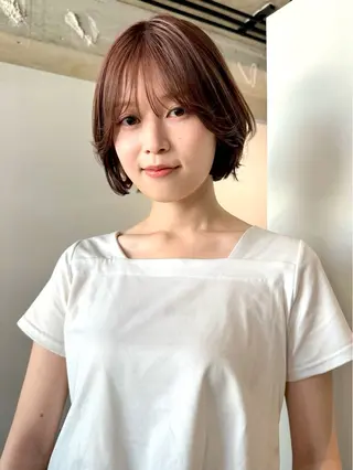 ショート カラー パーマ 🫧小顔×似合わせ× 透明感カラー🫧のヘアスタイル