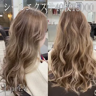 ロング ヘアアレンジ カラー LuciA/エクステ カラーのヘアスタイル
