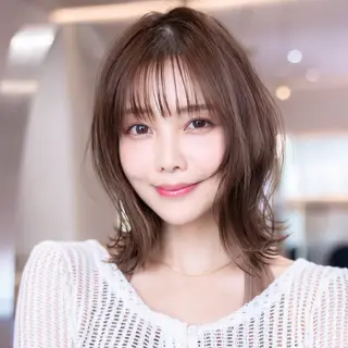 ミディアム カラー 渋谷/レイヤーボブ・ 韓国ボブ特化/楓のヘアスタイル