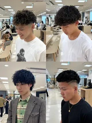 ショート パーマ メンズ 湘南/メンズパーマ/ ハイライト/ユチカのヘアスタイル