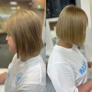 ミディアム パーマ 髪質改善/縮毛矯正 /ブリーチ矯正/岡部のヘアスタイル