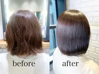 ミディアム カラー パーマ ヘアアレンジ 髪質改善/縮毛矯正 艶カラー/珠聡のヘアスタイル