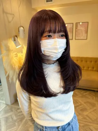 セミロング カラー 暖色/ミルクティー/ レイヤー/yuriaのヘアスタイル