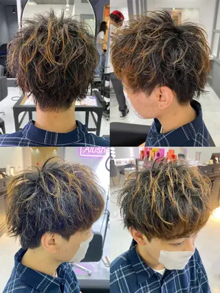 ショート カラー パーマ ヘアアレンジ メンズ 🔥メンズパーマ特 化🔥渡辺一翔🔥のヘアスタイル