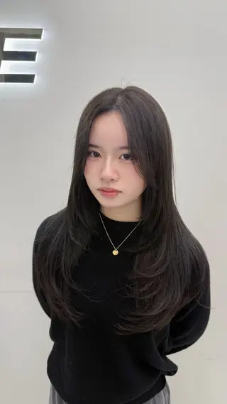 ロング カラー 中韓レイヤー/ ブラウン🤎はやとのヘアスタイル