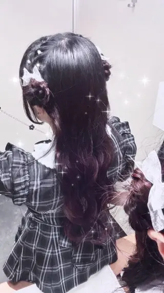 ヘアアレンジ hiyori /透明 感ピンク/ラベンダーのマツエク・マツパデザイン