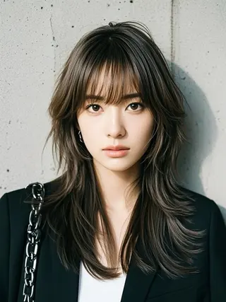 ロング ウルフカット 811 大阪梅田 ウルフのヘアスタイル