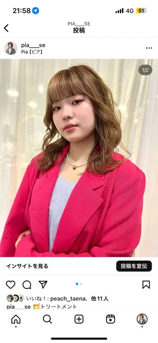 セミロング Pia hair design所属・【Pia】 セナ/ハイトーンのヘアスタイル