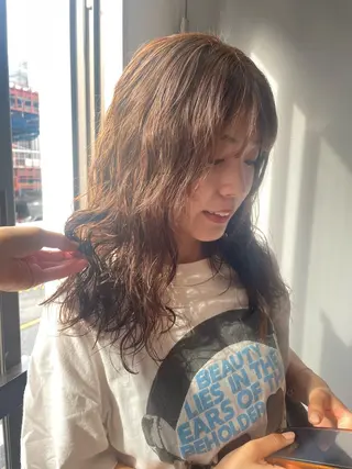 セミロング パーマ RIN／韓国ヘア レイヤーカットのヘアスタイル