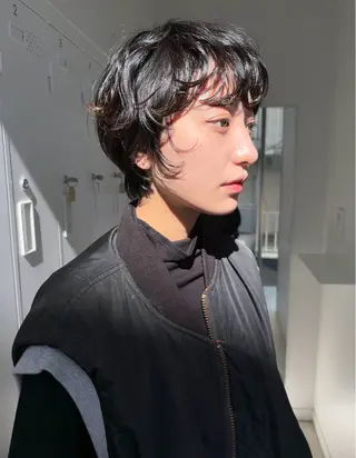 ショート パーマ 透明感カラー/パーマ オレンジmiyo⭐️のヘアスタイル