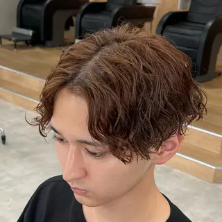 ショート カラー パーマ ヘアアレンジ メンズ メンズパーマ/波巻き 新潟/万代/夏芽🎀のヘアスタイル