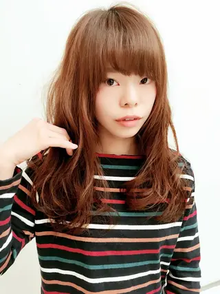 セミロング ロング カラー パーマ sato yoのヘアスタイル