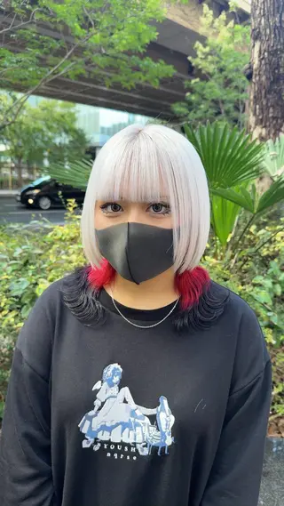 ミディアム カラー mimiiy梅田 中崎町ハイトーンのヘアスタイル