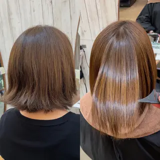 セミロング パーマ ボブ縮毛矯正 韓国レイヤーRINAのヘアスタイル