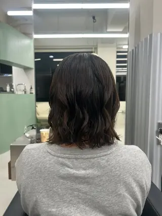 ショート パーマ aoba🩵/ボブ ×コテ巻き風パーマのヘアスタイル