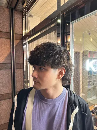 パーマ ヘアアレンジ メンズ 梅田/メンズパーマ /短髪/田中崇奨のヘアスタイル