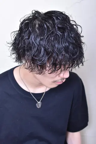 ミディアム パーマ メンズ メンズ特化/パーマ指 名No.1/百瀬太郎のヘアスタイル