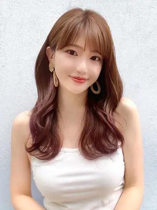 セミロング カラー 顔周り/くびれヘア 韓国ヘア💕風間るなのヘアスタイル