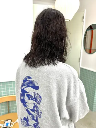 ミディアム カラー ボブ/レイヤー/ケア パーマ/リュウタのヘアスタイル