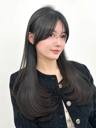 セミロング カラー 🇰🇷韓国風くびれ ヘア🇰🇷中村優大のヘアスタイル