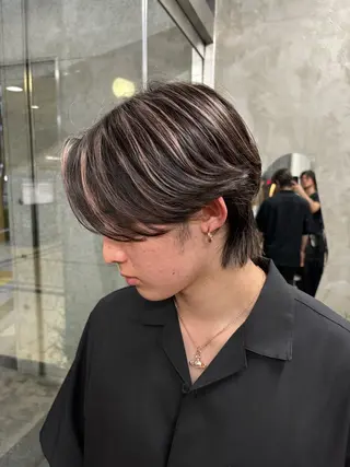 ミディアム カラー ハイライト、レイヤー カット/西梅田/中西のヘアスタイル