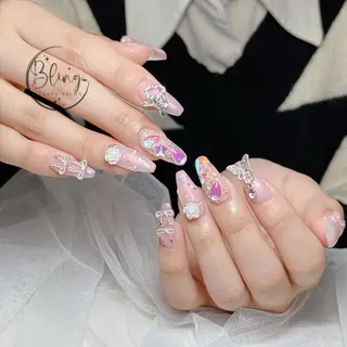 ロング カラー 波 なみのネイルデザイン