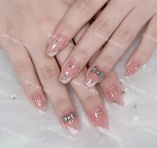 ネイル shineジェル& チップ長さだしのネイルデザイン