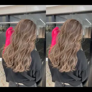 ロング カラー 表参道/ハイライト バレイヤージュのヘアスタイル