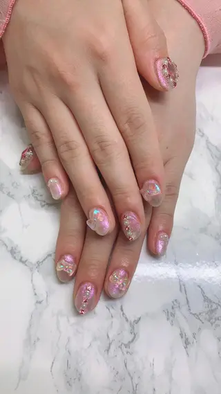 ネイル はな💎ネイル ワンホン、長さ出しのネイルデザイン