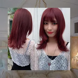 セミロング カラー ヘアアレンジ 韓国レイヤーカット/ 儚げカラーチナツのヘアスタイル