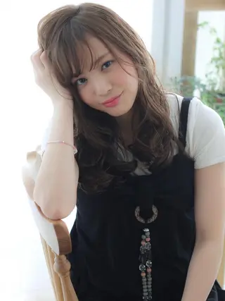 セミロング ロング カラー パーマ VIVIE【ヴィヴィ】所属・髪質改善/韓国風 レイヤー/田村祐樹のヘアスタイル