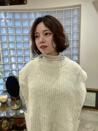 ミディアム パーマ 似合わせ ／表参道／REMIのヘアスタイル