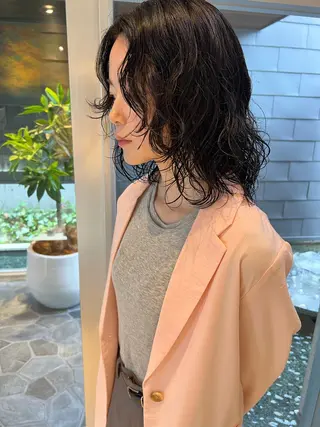 ミディアム パーマ 宮本丈也/金沢美容室 /理美容/パーマのヘアスタイル