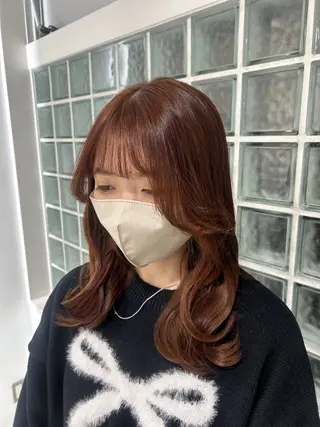 セミロング カラー 愛結 暖色カラー🎀🩰のヘアスタイル