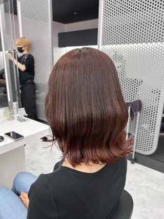 セミロング カラー パーマ ヘアアレンジ メンズ キッズ ブリーチなしカラー/ ブラウン/レイヤーのヘアスタイル