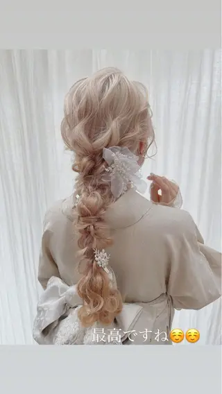 セミロング due hair 京都駅前店 MILBON オージュア認定サロン【デューヘアー】所属・ハイトーンブリーチ 土坂　由志【京都】のヘアスタイル