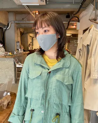 ミディアム カラー パーマ/レイヤー 岩山丈一郎のヘアスタイル