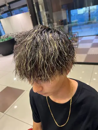 ミディアム カラー パーマ メンズ ブリーチパーマ🌍 正木天のヘアスタイル