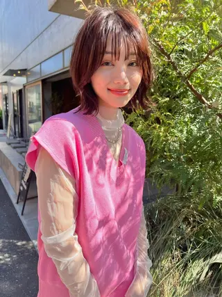 ショート カラー パーマ 透明感/オリーブ/ グレージュ/YUKAのヘアスタイル